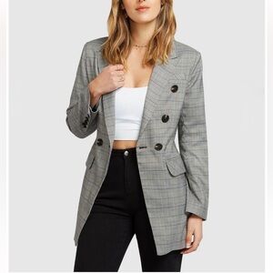 BELLE & BLOOM Too Cool For Work Plaid Blazer in Color Charcoal